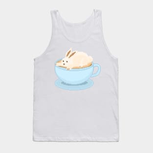 Cute bunny cappuccino in a blue cup Tank Top